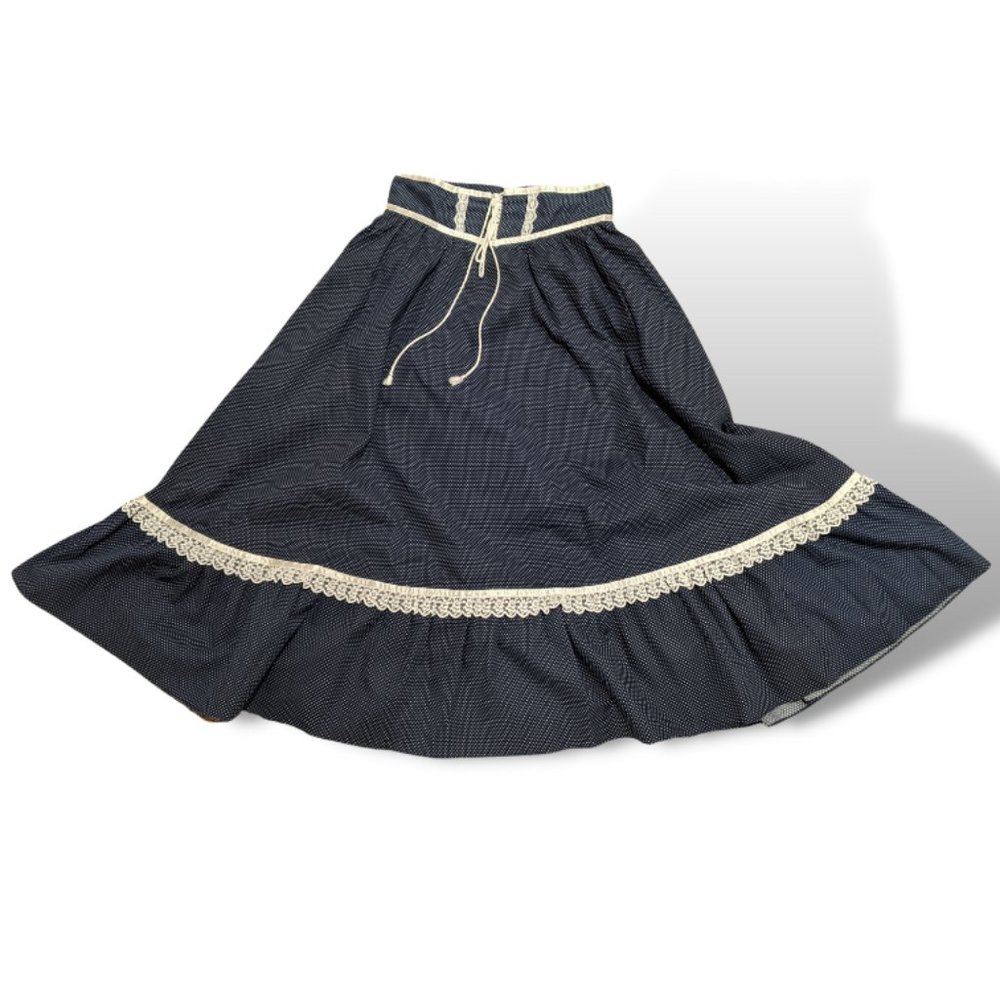 Gunnes Sax skirt vintage 70s/80s, prairie, boho, Navy/White, Junior 7